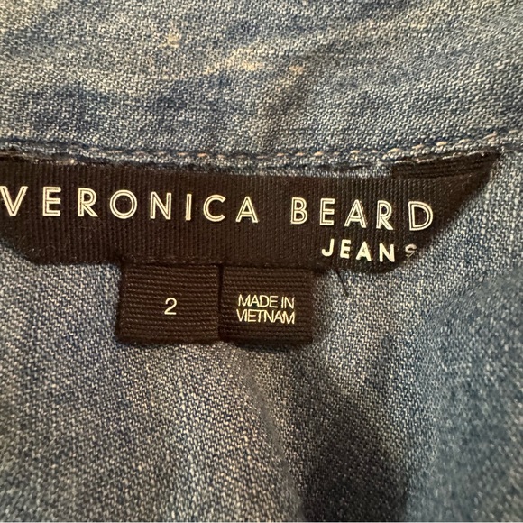 VERONICA BEARD Dalton Gathered Denim Shirt, Button Down, Long Sleeve, Size 2 - Picture 10 of 11